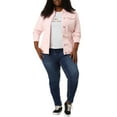 thumbnail image 2 of MODA NOVA Juniors Plus Size Long Sleeve Button Down Jean Denim Jacket with Pockets 3X Pink, 2 of 6