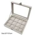 thumbnail image 2 of Velvet Jewelry Earring Display Trays Clear Window Lidded Box for Bracelets Watches Hair Clips, 2 of 2