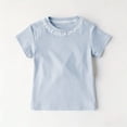 thumbnail image 4 of Fnooota Girls Cotton T-shirts, Fashion Short Sleeve Casual Crew Neck Kids Tees Light Blue Size 3 T, 4 of 8