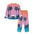 thumbnail image 2 of Bingfone Womens Pajama Sets Beach With Palm Trees Print,Long Sleeve Loungewear Pajamas Set-X-Large, 2 of 9