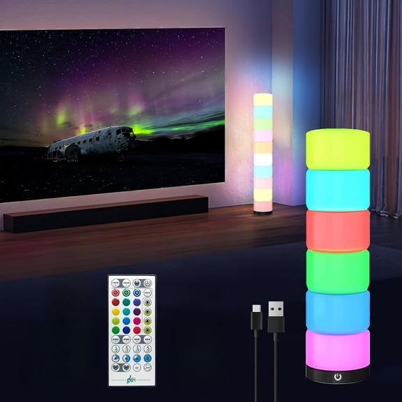 RGB Floor Lamp, Dimmable Corner Standing Light with 16 Colors, USB Powered LED Lamp for Living Room, Bedroom, Game Room, Home Decor