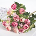 thumbnail image 5 of Ramo de flores artificiales para el hogar, oficina, escritorio, tela de seda, decoración floral falsa, ramo de capullos de rosa, rosa oscuro 3 piezas seitruly ZHF0580-02, 5 of 5