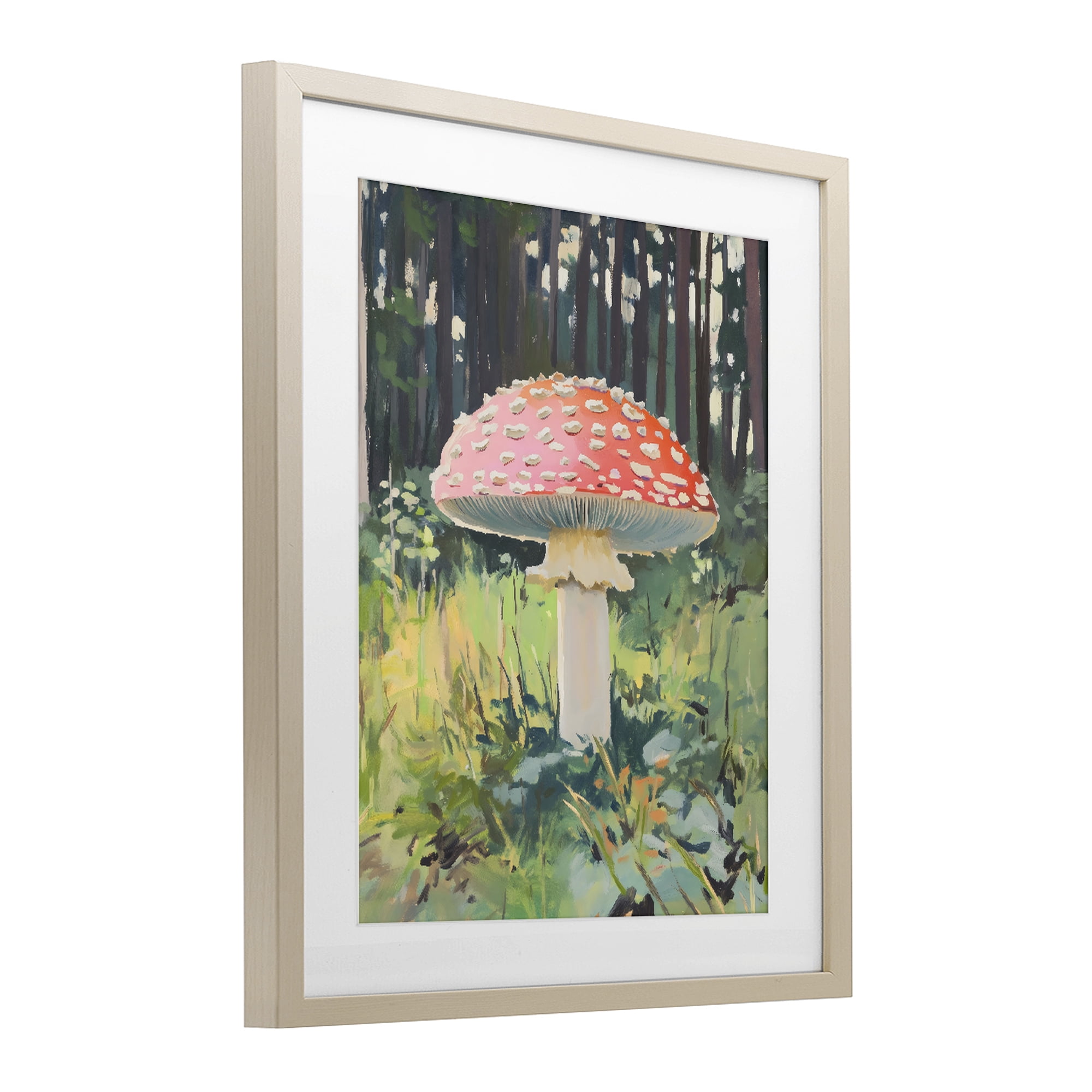 Stupell Industries Red Mushroom in Sunlit Forest Birch Framed Print Under Glass, design by The Prints Vibe