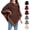 Coffee, variant on Women's Warm Knitted Pashmina Shawl Wraps, Fuzzy Turtleneck Faux Fur Cape Wraps, Loose Fur Trim Poncho Knit Pullover