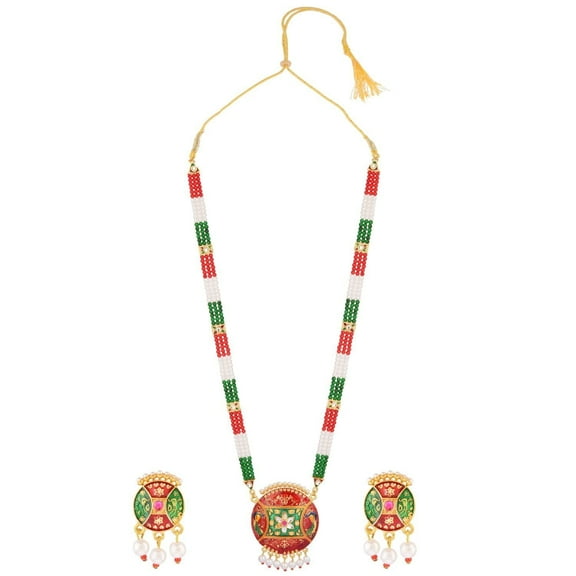 Efulgenz Indian Jewelry Bollywood Antique Faux Pearls Long Necklace Earrings Wedding Jewelry Set for Women