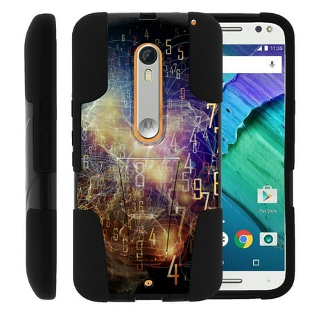 Motorola Moto X Style and Moto X Pure XT1575 STRIKE IMPACT Dual Layer Shock Absorbing Case with Built-In Kickstand - Digital Numbers in