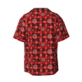 thumbnail image 6 of Lsque Snowflakes On A Buffalo Plaid print Men's Cuban Collar Short Sleeve Shirt Summer Beachwear Casual Button Down Fashionable Vacation Leisure Shirt-Large, 6 of 7