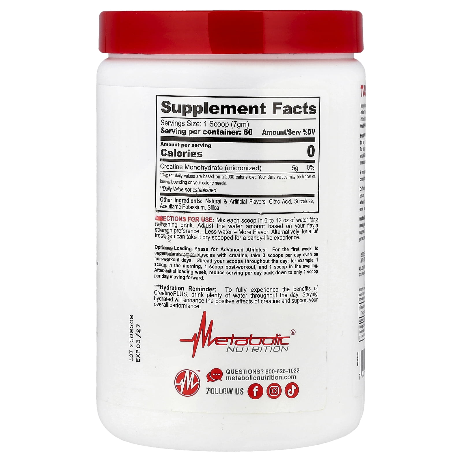 Metabolic Nutrition Micronized Creatine Plus™, Watermelon, 420 g