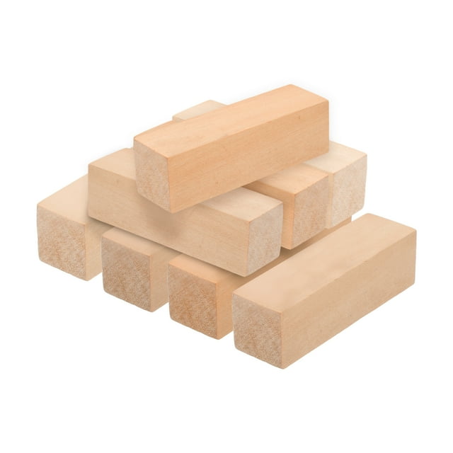 8Pcs Bloque de Talla de Tilo, 1.2"x1.2"x4" Bloques de Madera Cuadrados