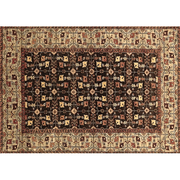 Ahgly Company Indoor Rectangle Oriental Brown Industrial Area Rugs, 5' x 7'