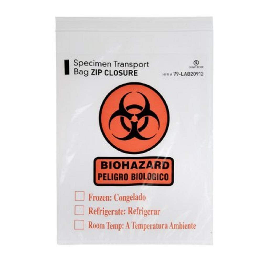 Specimen Transport Bags 9 x 12. Pack of 1000 Zip Lock Biohazard Lab