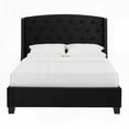 thumbnail image 3 of Queen Size Wooden Platform Bed Frame with Upholstered Headboard, Black Finish for Bedroom, 3 of 5