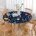 thumbnail image 3 of Pioneer Flower Floral Print Pattern Round Fitted Tablecloth with Elastic Edge,Dining Table Cover Waterproof,Outdoor Round Tablecloth for Camping,Dining,Indoor and Outdoor, 3 of 7