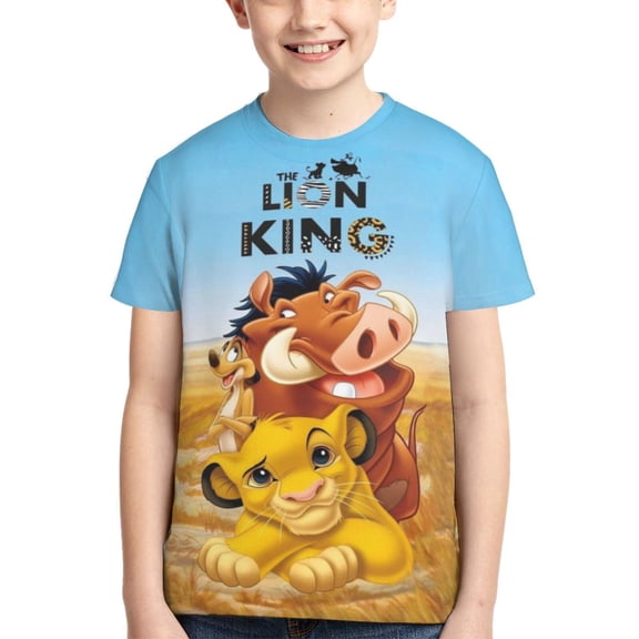 Kids 3D Graphic Lion King T-Shirts, Novelty Shirts Crewneck Short Sleeve Tees for Youth Boys Girls