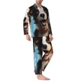 thumbnail image 2 of Fotbe Playful Smile Cute Dog Pijama de Hombre con Estampado de Manga Larga, Conjunto de 2 Piezas, Ropa de Dormir Suave y Cómoda con Bolsillos-Large, 2 of 7