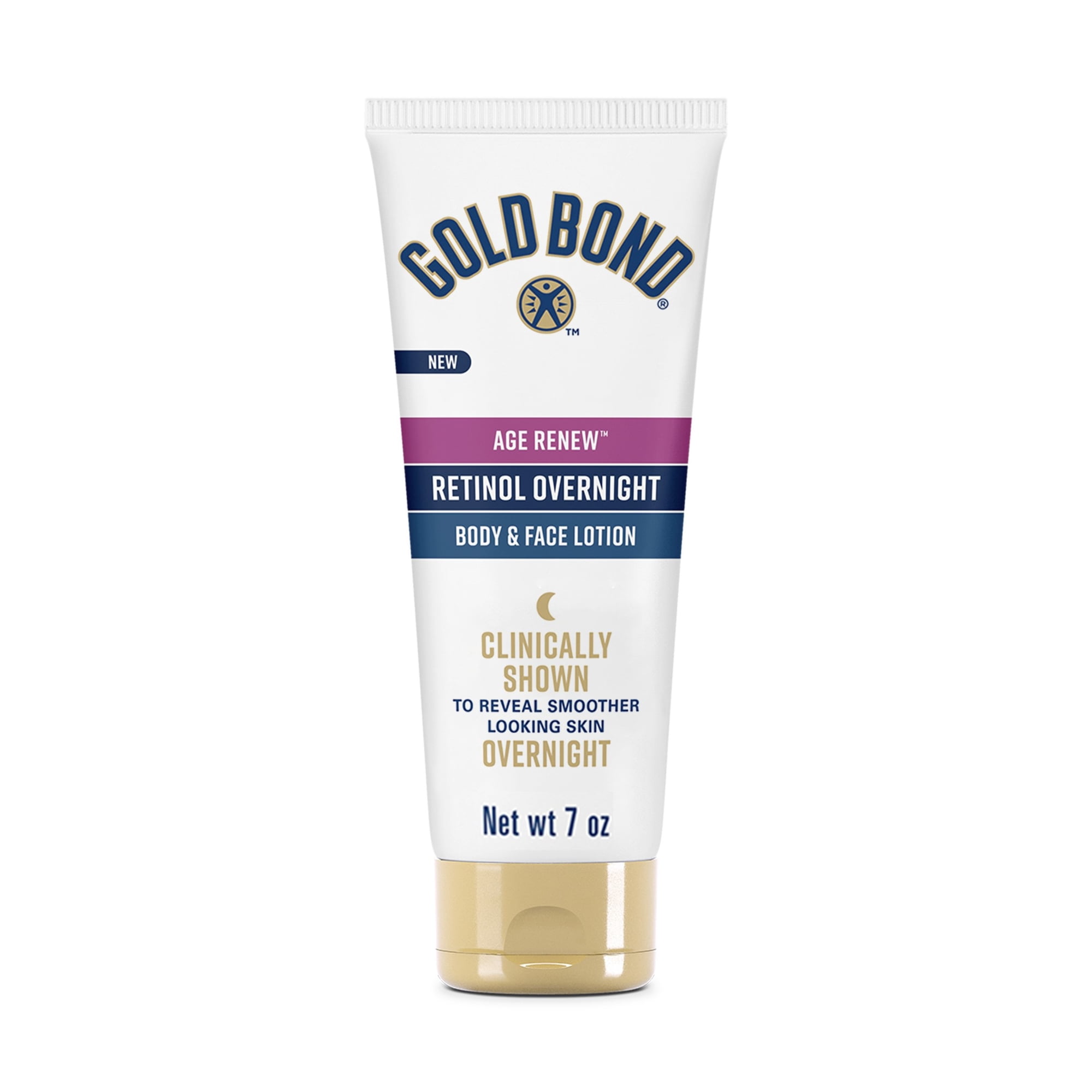 Gold Bond Age Renew Retinol Overnight Body and Face Lotion, Retinol Face and Body Lotion with Peptide Complex, 7 oz