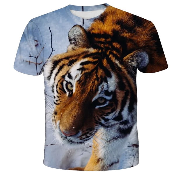 2022 Hot Sale Tiger Children's 3D Printing Short Sleeve T-Shirt Summer O Neck Short Sleeve Fashion Casual Top Oversized T-Shirt14T Gong Bohan LED