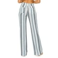 thumbnail image 3 of Cali1850 Women's Casual Linen Pants 32" Inseam Oceanside Drawstring Smocked Waist Lounge Beach Pants with Pockets, 3 of 7