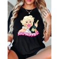 thumbnail image 1 of Stylish Women's Black T-Shirt with "Raspberries" Cartoon Print - Casual Round Neck Short Sleeve, Comfortable Polyester Blend, Perfect for Summer, 1 of 6