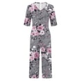 thumbnail image 5 of Edvintorg Summer Jumpsuits for Women 2025 Vacation Vintage Floral Print Short Sleeve V Neck Back Zipper Wide Leg Jumpsuits with Pocket, 5 of 5