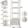 5Tier White Ladder Shelf, Ladder Bookshelf with Removable Drawer