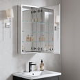 thumbnail image 3 of ANGELES HOME 16" x 30" Rectangle Medicine Cabinet Mirror, Surface Mount or Recessed Medicine Cabinet with Tempered Mirror, Anodized Chrome Aluminum Frame, Bathroom Mirror with Storage, 3 of 9