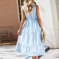 thumbnail image 6 of Dress For Womens Summer Sleeveless Collar Striped V Neck Flowy Casual Midi Dress, 6 of 7