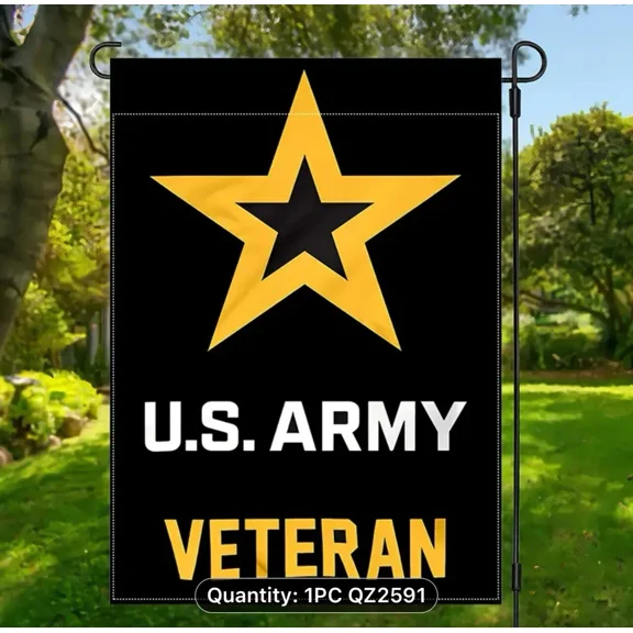 PURELY- U.S. Army Veteran Garden Flag 12X18 Double Sided Durable Burlap/New