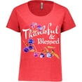 thumbnail image 3 of Inktastic Thankful and Blessed Inspirational Saying with Flowers Women's Plus Size T-Shirt, 3 of 5