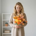 thumbnail image 7 of Realistic Faux Silk Pompon Mum Bouquet for Table Centerpiece, Artificial Floral Handheld Arrangement, Decorative Silk Blossoms for Decor, 7 of 7