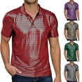 thumbnail image 6 of Mens 70S Disco Costume Bronzing Lapel Shirt Short Sleeve Button Down T Shirts, 6 of 9