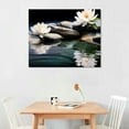 thumbnail image 2 of Nawypu  Zen Canvas Wall Art White Lotus and Black Zen Stones Bloom in Water Picture Prints for Yoga Spa Meditation Spiritual Room Bathroom Decor (Zen-1), 2 of 4