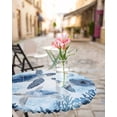 thumbnail image 6 of Ocean Life Sea Turtle Coral Starfish Fitted Round Tablecloths Elastic Edged Table Covers 36"-44",Marine Underwater Life Waterproof Dining Room Kitchen Table Cloth for Holiday Party Tables Decor, 6 of 8