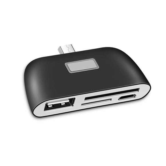 Bearachild Lector de tarjetas inteligentes Micro OTG 2 en 1 USB 2.0 Transmisión de datos Indicador LED verde Amplia compatibilidad Extensor Teléfono y Comunicación