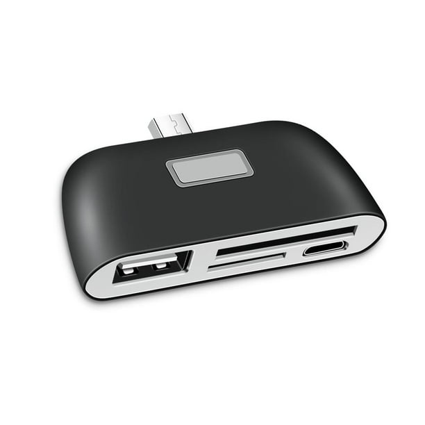 Bearachild Lector de tarjetas inteligentes Micro OTG 2 en 1 USB 2.0 Transmisión de datos Indicador LED verde Amplia compatibilidad Extensor Teléfono y Comunicación