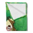 thumbnail image 2 of Cartoon Soft Flannel Fleece Blanket, Children Kid Apes Monkeys Playing in Exotic Forest with Big Trees and Daisy Blooms, Cozy Plush for Indoor and Outdoor Use, 50" x 70", Multicolor, by Ambesonne, 2 of 5
