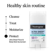 Neutrogena Ultra Sheer SPF 50 Mineral Sunscreen Stick, Face Sunscreen, Zinc Oxide, 1.5 oz