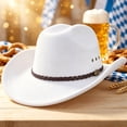 thumbnail image 4 of BELTNOV Men's Classic Western Cowboy Wool Felt Hat Retro Wide Brim Sun Hat with Metal Vents for Outdoor Riding Festival Party Daily Commute White, 4 of 5
