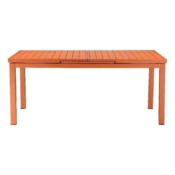 Pemberly Row 30x95" Modern Aluminum Extension Table in Orange Finish