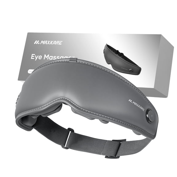 Maxkare Eye Massager with Heat, Vibration, Air Pressure for Relieve Eye Strain Dry Eye Headaches Foldable Rechargeable Shiatsu Massager