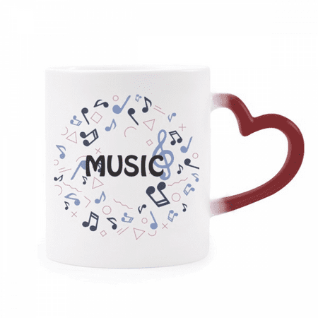 

Round-Shaped Music Note Dark Blue Heat Sensitive Mug Red Color Changing Stoneware Cup