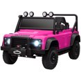 thumbnail image 1 of CoSoTower Land Rover Camion pour Enfants sous Licence avec Télécommande, Suspension à Ressort, Lumières LED, 3 Vitesses pour 3-5 Ans, Rose, 1 of 7