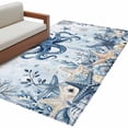 thumbnail image 2 of Ocean Octopus Washable Area Rugs 4'x6', Blue Yellow Sea Star Shell Coral Gradient Blue Low Pile Throw Living Room Rug Non-Slip Sturdy Edge Binding Carpet for Indoor Entryway Bedside Kitchen, 2 of 9