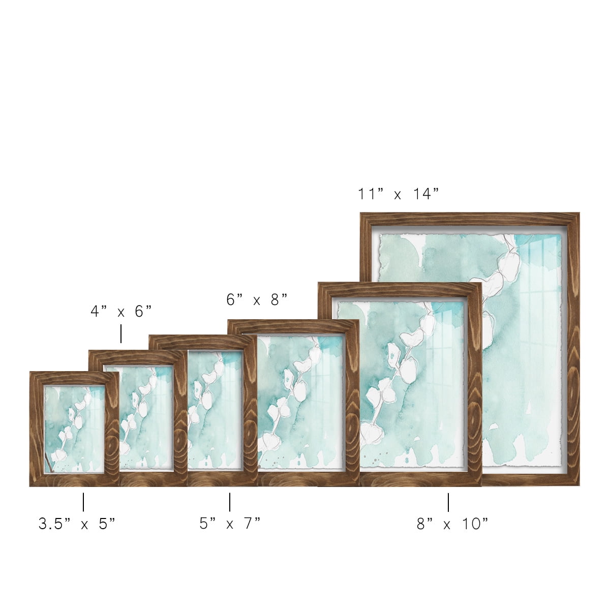 Ginkgo on Dusty Teal V - Framed Print w/glass - Walnut