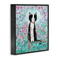 thumbnail image 2 of Black Cat with Whimsical Daisies Black Framed Giclee Art, 24 x 24, Made In USA, 2 of 7