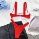 thumbnail image 5 of Gibobby Conjunto de Traje de Baño para Mujer Traje de baño de dos piezas de Color sólido para mujer, traje de baño Sexy con tira dividida y soporte de , (Rojo,G), 5 of 5