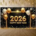 thumbnail image 5 of Gold Glitter 2026 Banner Black Background Happy New Year Banner Golden Balloons Star Decorations New Year Celebration Banner for New Year Party 2026 Celebration Holiday Gathering, 5 of 9