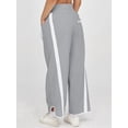 thumbnail image 6 of Women's Elastic Waist Wide Leg Baggy Drawstring Waisted Contrast Color Workout Track Pants for Casual Work Light Gray XL, 6 of 8