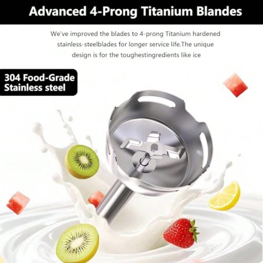 immersion blender corded electric stick mixer 1000W dual-speed motor 12 adjustable speeds comes with a measuring cup suitable for baby food purees and soups
