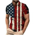 thumbnail image 2 of UVEASISHA American Flag Golf Shirts for Men Big and Tall 4th of July Polos Shirts Memorial Day Distressed Printed Patriotic Tee Short Sleeve Button Collared T-Shirt Black XL, 2 of 5